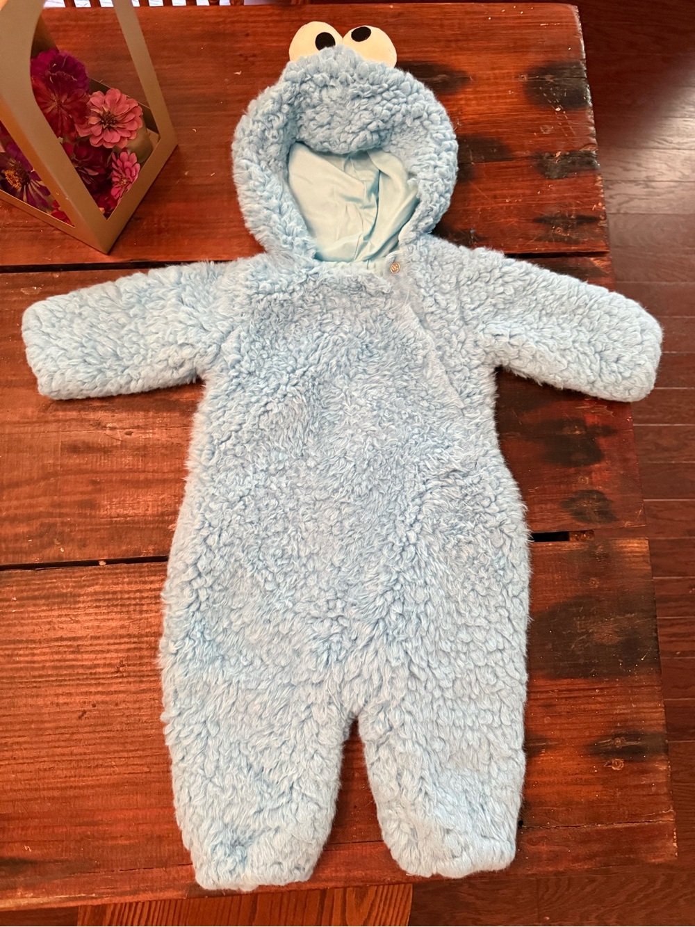 Pottery Barn Kids Light Blue Fuzzy Hooded One-Piece Footie